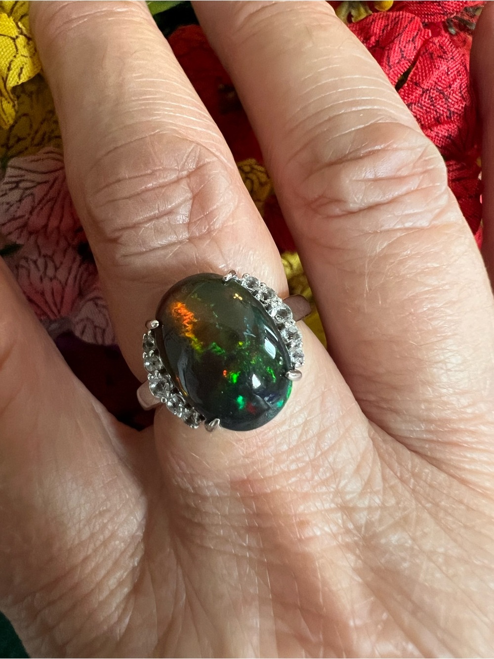 Affinity Gems Sterling Silver Black Opal Ring